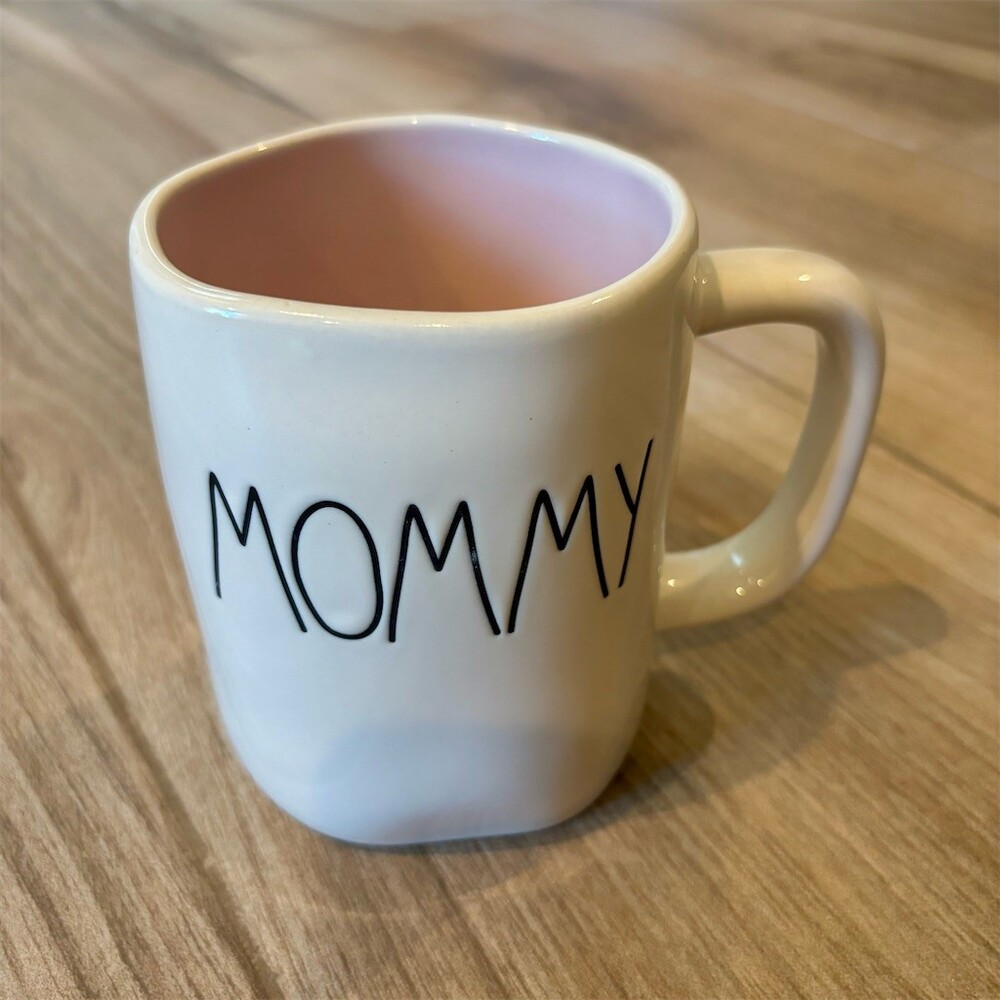 Rae Dunn MOMMY Mug White w/ Pink Interior Farmhouse Artisan Collection